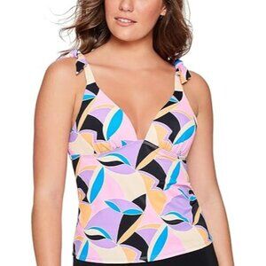 Salt+Cove Tankini Swim Top Kaleidoscope Push-Up Printed Juniors Pink Size Small